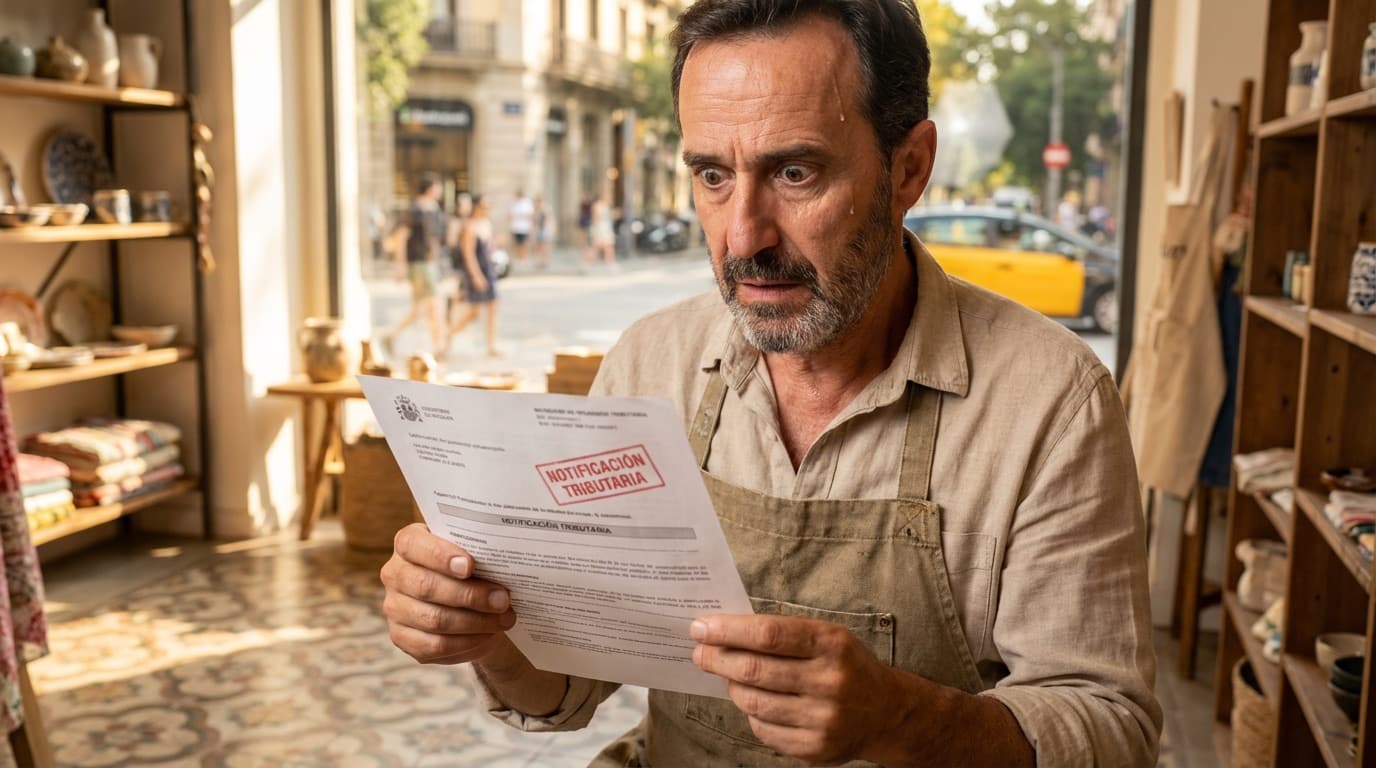 autónomo en Barcelona recibiendo notificación de Hacienda que necesita asesor fiscal
