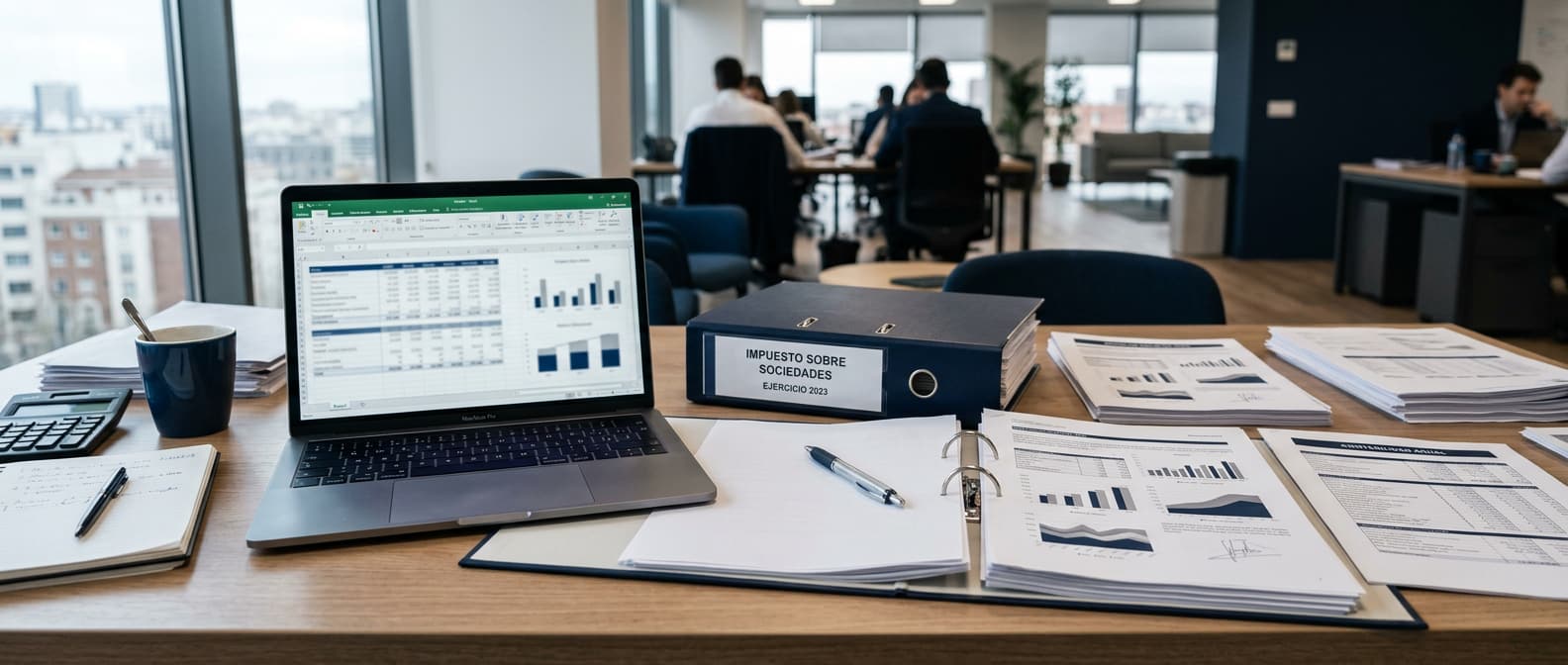 Documentos contables y fiscales preparados para el Impuesto sobre Sociedades de una pyme